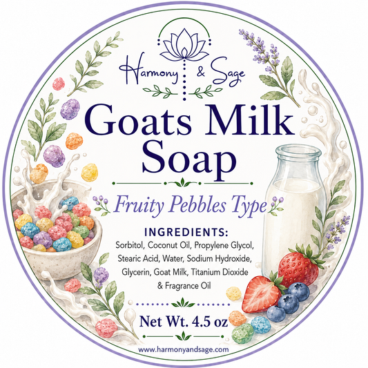 Fruity Pebbles Type Detergent Free Goats Milk Soap, Clearance