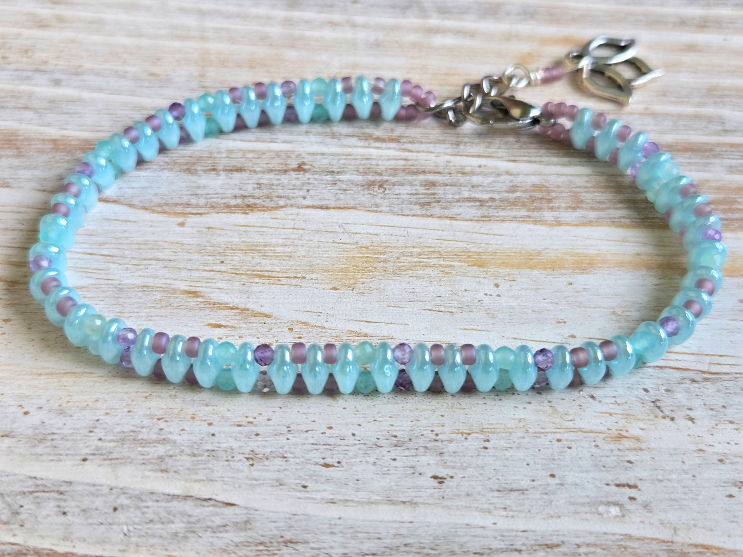 Amethyst & Amazonite Handbeaded Healing Bracelet