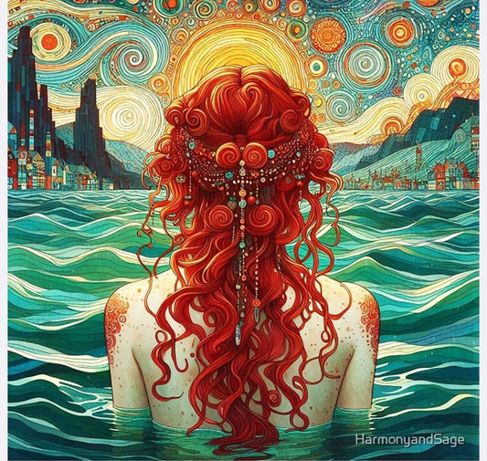 Red Haired Mermaid Sticker
