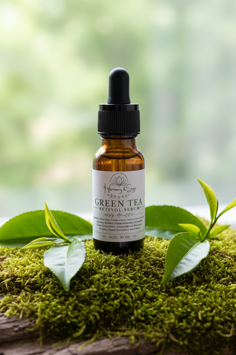 Green Tea Retinol Serum, Face Serum, Hyaluronic Acid, Skincare, pH Balanced,  Plant Based