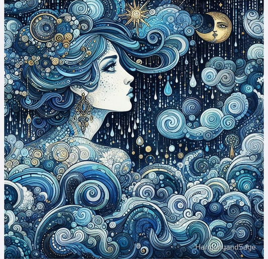 Celestial Blue Goddess Sticker