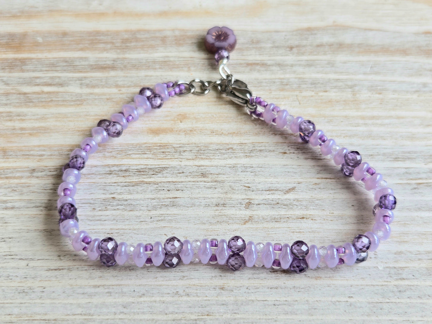 Amethyst & Lavender Zircon Handbeaded Healing Bracelet